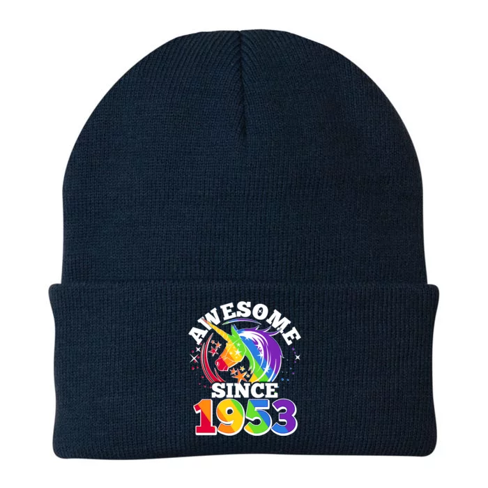 Rainbow Unicorn Awesome Since 1953 70th Birthday Knit Cap Winter Beanie