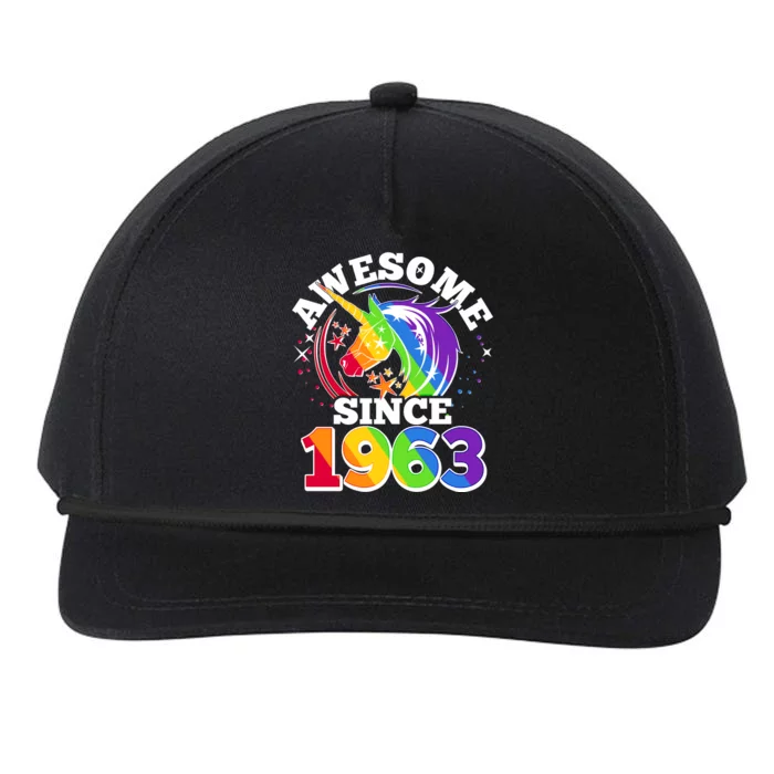 Rainbow Unicorn Awesome Since 1963 60th Birthday Snapback Five-Panel Rope Hat