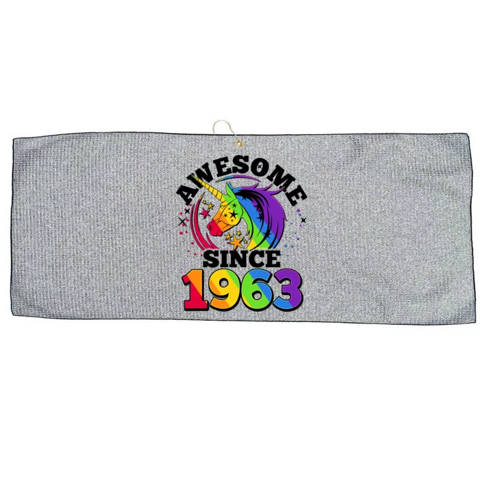 Rainbow Unicorn Awesome Since 1963 60th Birthday Large Microfiber Waffle Golf Towel