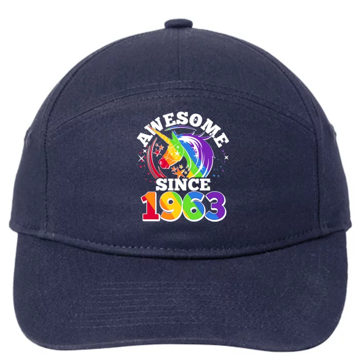 Rainbow Unicorn Awesome Since 1963 60th Birthday 7-Panel Snapback Hat