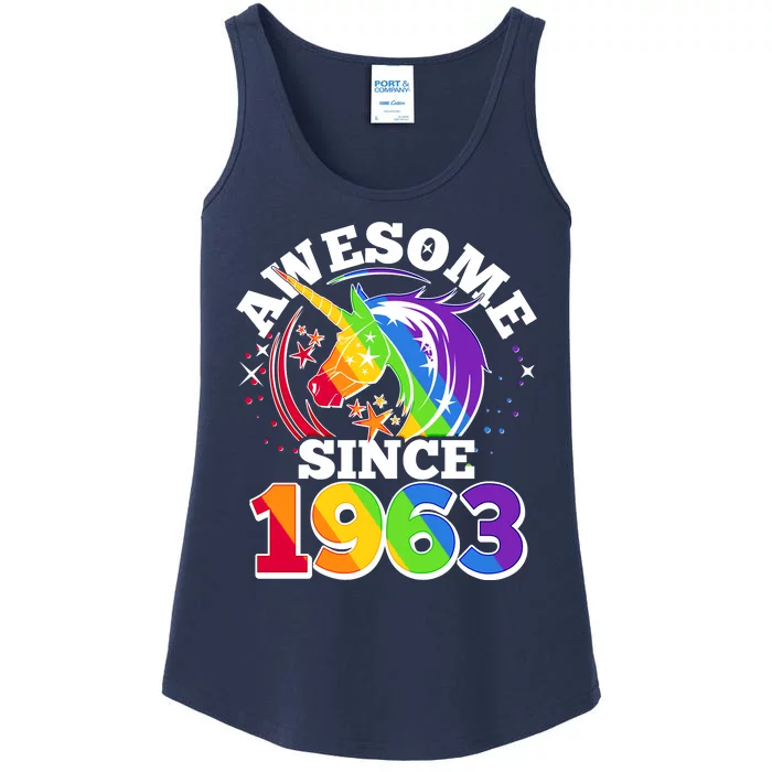 Rainbow Unicorn Awesome Since 1963 60th Birthday Ladies Essential Tank