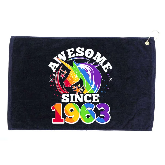 Rainbow Unicorn Awesome Since 1963 60th Birthday Grommeted Golf Towel