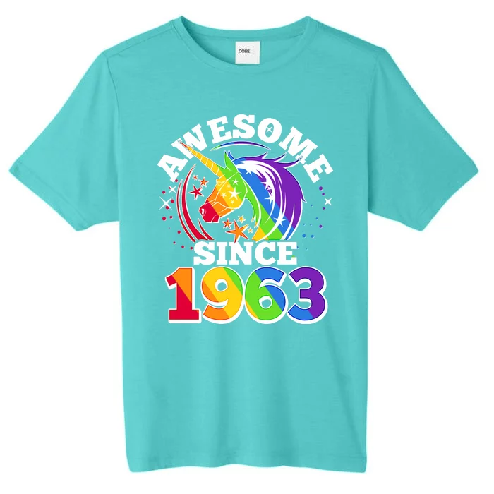 Rainbow Unicorn Awesome Since 1963 60th Birthday ChromaSoft Performance T-Shirt