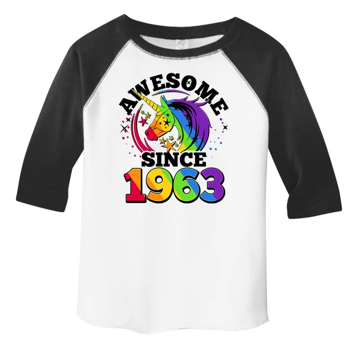 Rainbow Unicorn Awesome Since 1963 60th Birthday Toddler Fine Jersey T-Shirt