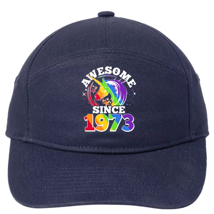 Rainbow Unicorn Awesome Since 1973 50th Birthday 7-Panel Snapback Hat