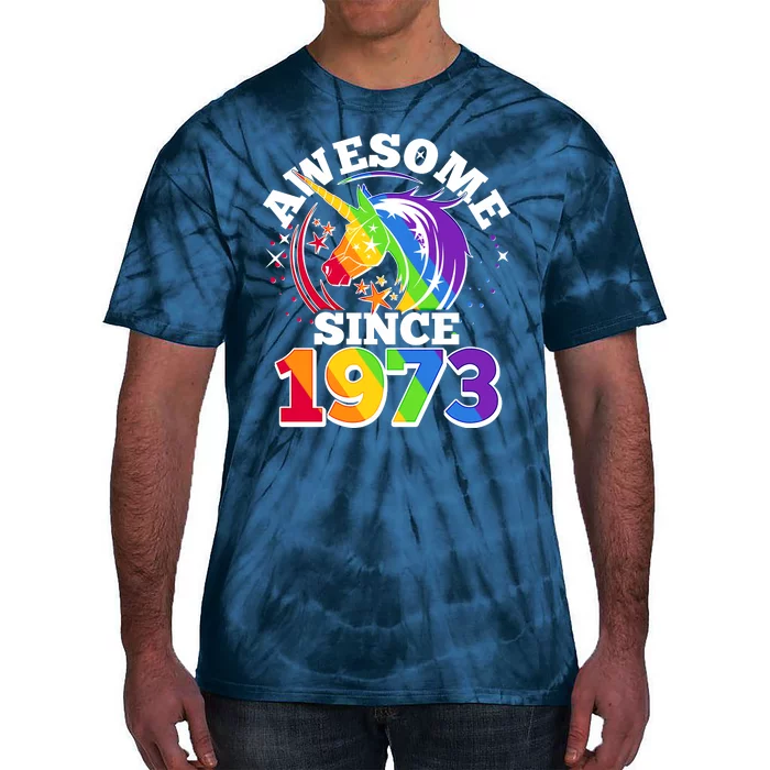 Rainbow Unicorn Awesome Since 1973 50th Birthday Tie-Dye T-Shirt