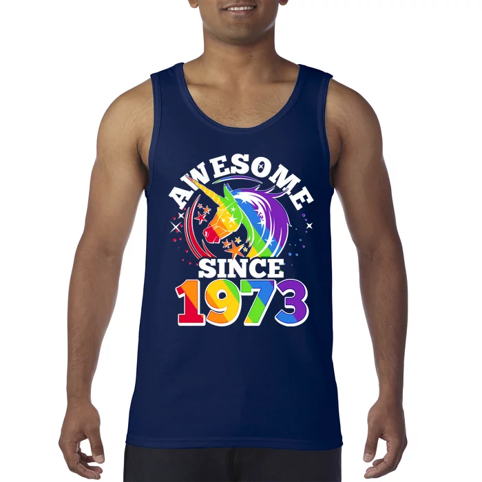 Rainbow Unicorn Awesome Since 1973 50th Birthday Tank Top