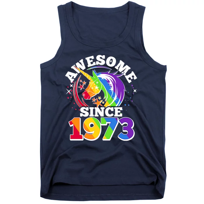 Rainbow Unicorn Awesome Since 1973 50th Birthday Tank Top