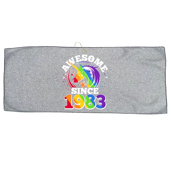 Rainbow Unicorn Awesome Since 1983 40th Birthday Large Microfiber Waffle Golf Towel