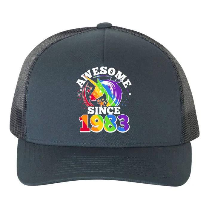 Rainbow Unicorn Awesome Since 1983 40th Birthday Yupoong Adult 5-Panel Trucker Hat