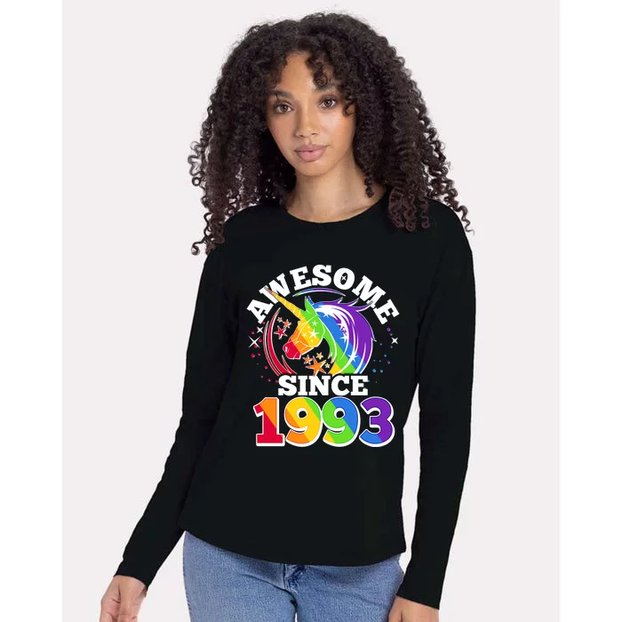 Rainbow Unicorn Awesome Since 1993 30th Birthday Womens Cotton Relaxed Long Sleeve T-Shirt