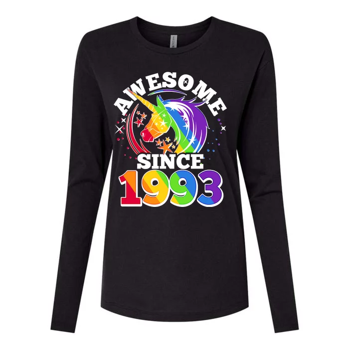 Rainbow Unicorn Awesome Since 1993 30th Birthday Womens Cotton Relaxed Long Sleeve T-Shirt