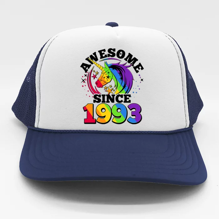 Rainbow Unicorn Awesome Since 1993 30th Birthday Trucker Hat