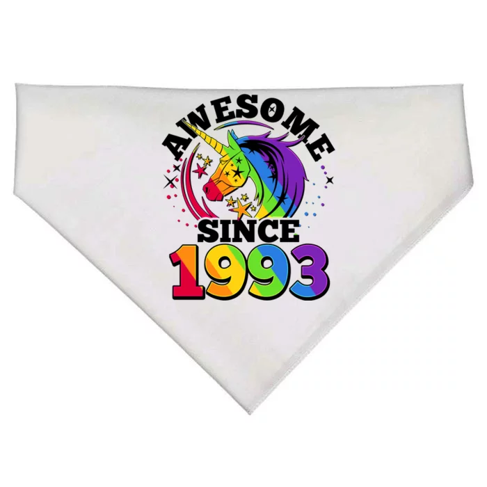 Rainbow Unicorn Awesome Since 1993 30th Birthday USA-Made Doggie Bandana