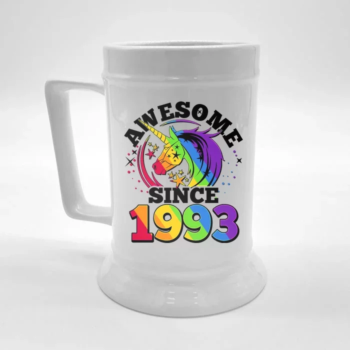 Rainbow Unicorn Awesome Since 1993 30th Birthday Front & Back Beer Stein