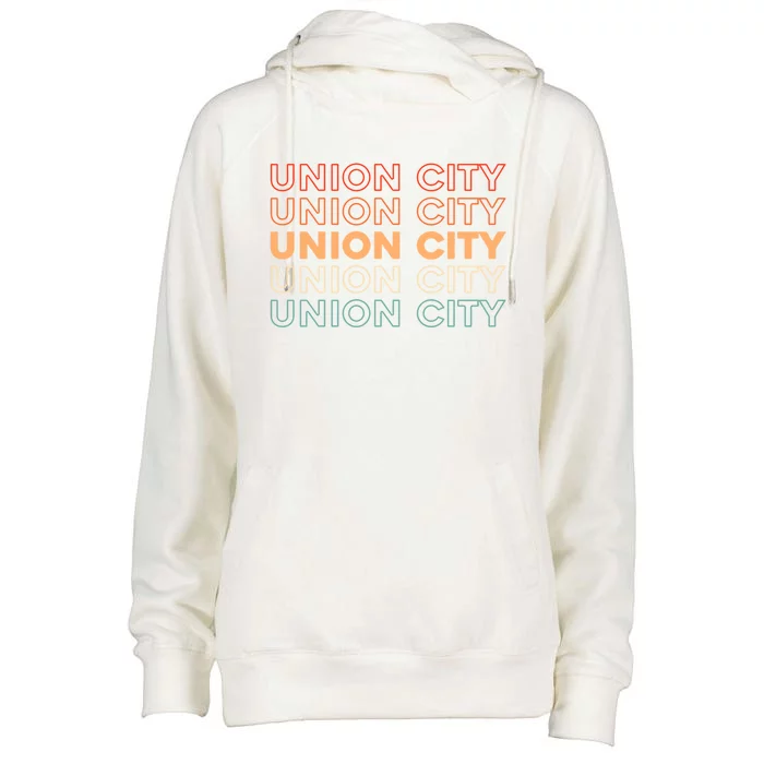 Retro Us American City Usa Vintage New Jersey Union City Gift Womens Funnel Neck Pullover Hood