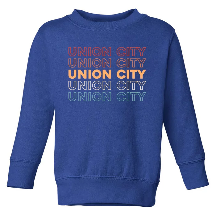 Retro Us American City Usa Vintage New Jersey Union City Gift Toddler Sweatshirt