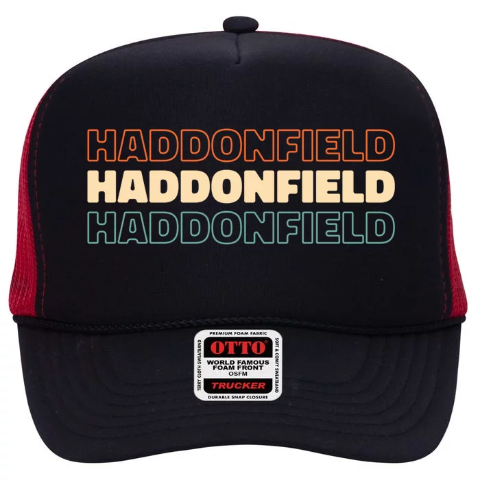 Retro Us American City Vintage New Jersey Haddonfield Cool Gift High Crown Mesh Trucker Hat