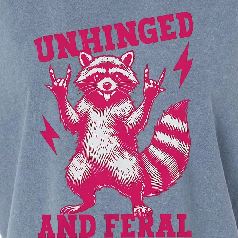 Raccoon Unhinged And Feral Retro Funny Raccoon Feral Summer Garment-Dyed Women's Muscle Tee