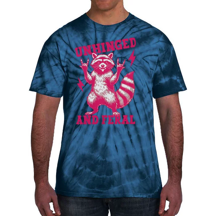 Raccoon Unhinged And Feral Retro Funny Raccoon Feral Summer Tie-Dye T-Shirt