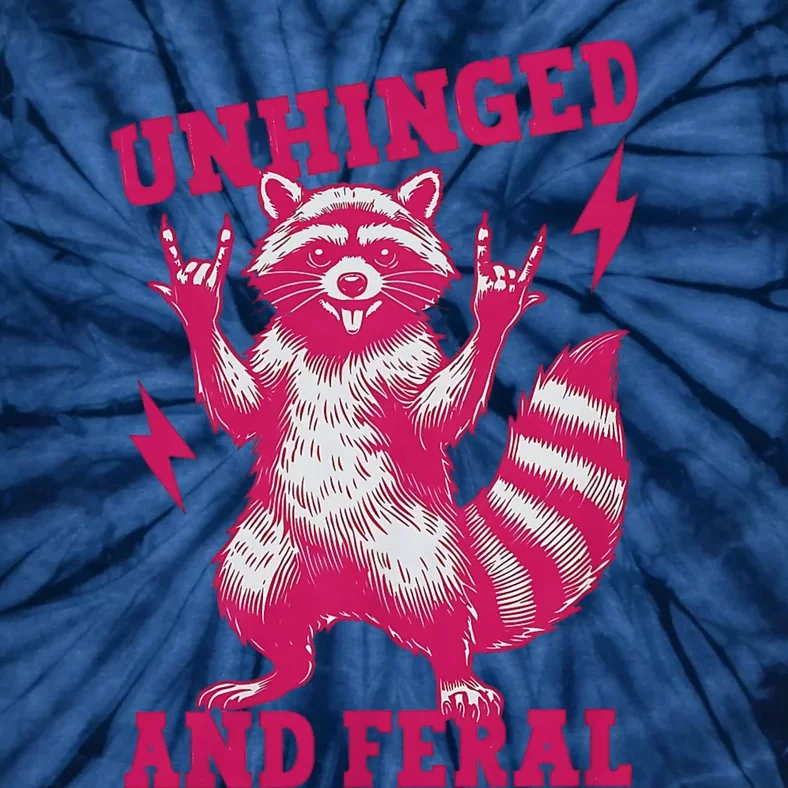 Raccoon Unhinged And Feral Retro Funny Raccoon Feral Summer Tie-Dye T-Shirt