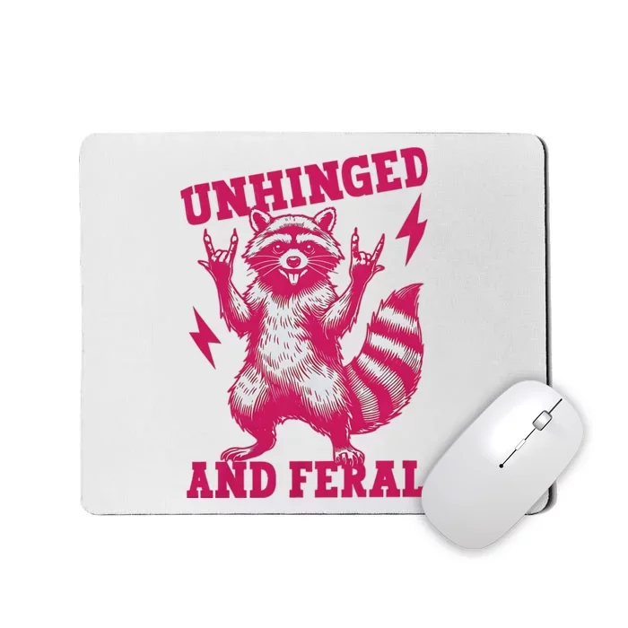 Raccoon Unhinged And Feral Retro Funny Raccoon Feral Summer Mousepad