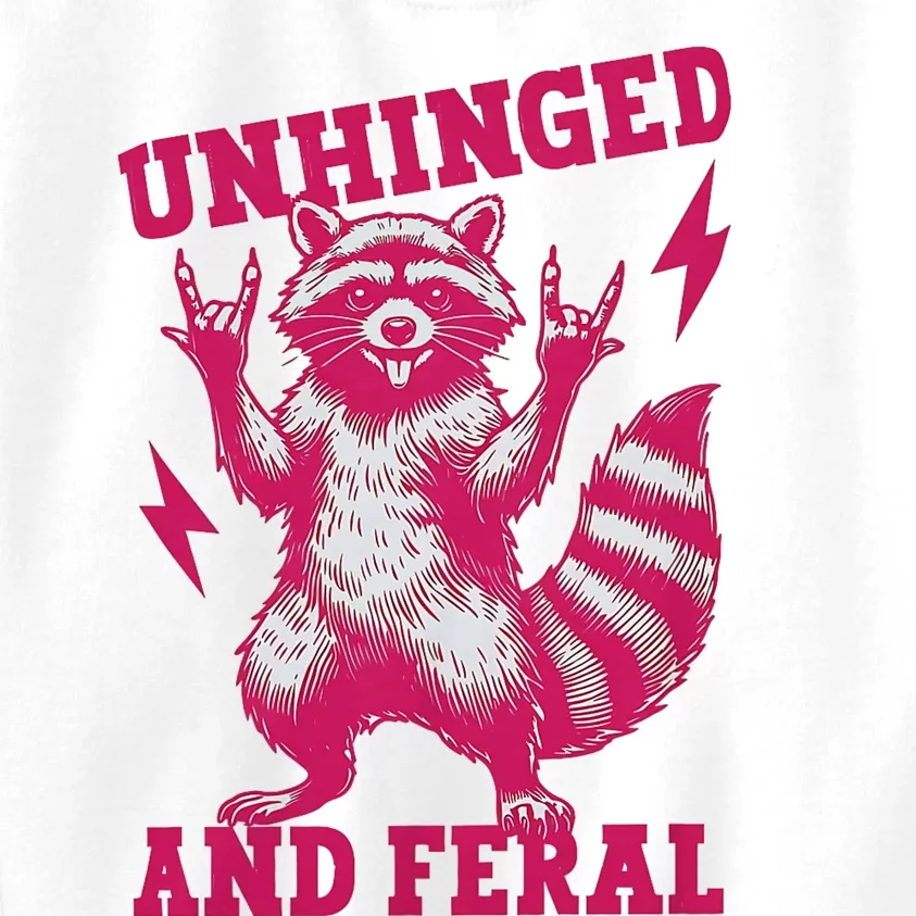 Raccoon Unhinged And Feral Retro Funny Raccoon Feral Summer Kids Sweatshirt