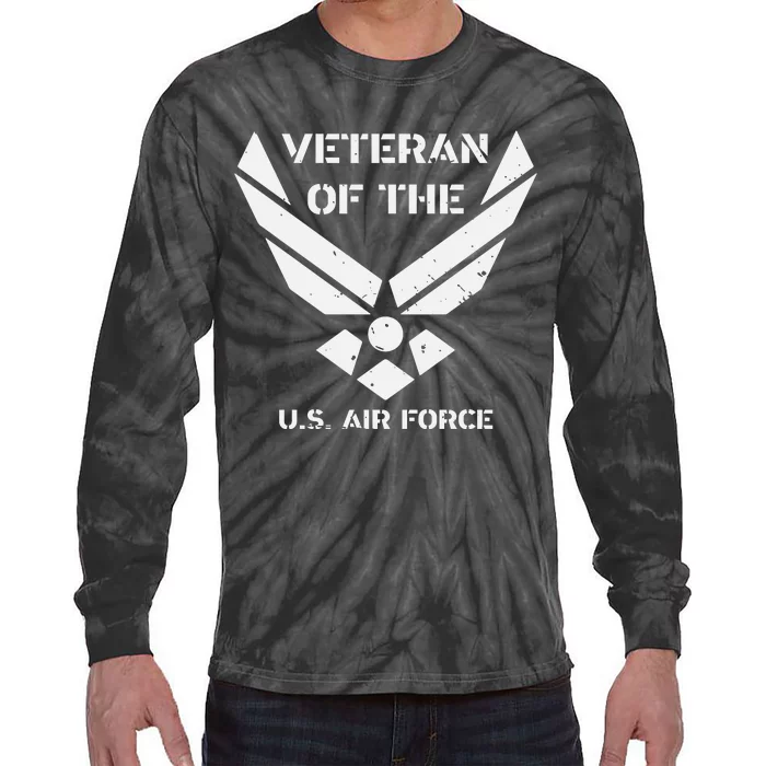 Retired US Air Force Veteran Retirement Tie-Dye Long Sleeve Shirt