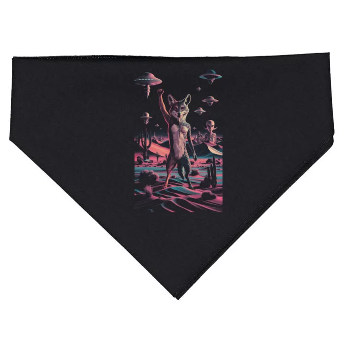 Retro Ufo Alien Wolf | Surreal Vintage Nevada Space USA-Made Doggie Bandana