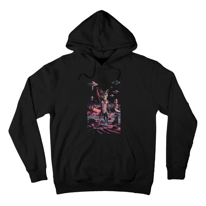 Retro Ufo Alien Wolf | Surreal Vintage Nevada Space Hoodie