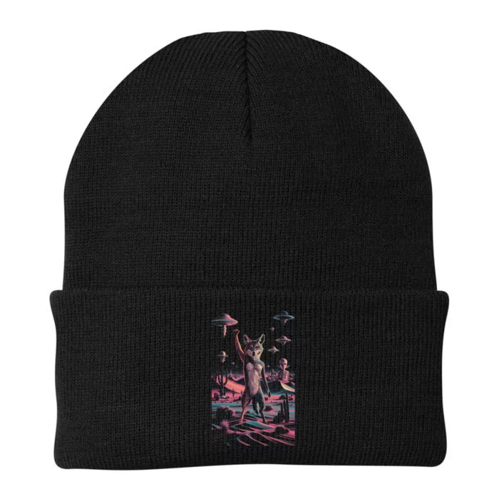 Retro Ufo Alien Wolf | Surreal Vintage Nevada Space Knit Cap Winter Beanie