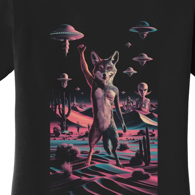 Retro Ufo Alien Wolf | Surreal Vintage Nevada Space Women's T-Shirt