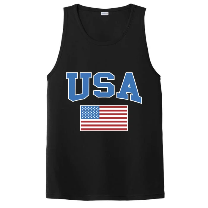 Retro Usa American Flag Patriotic Gift Performance Tank