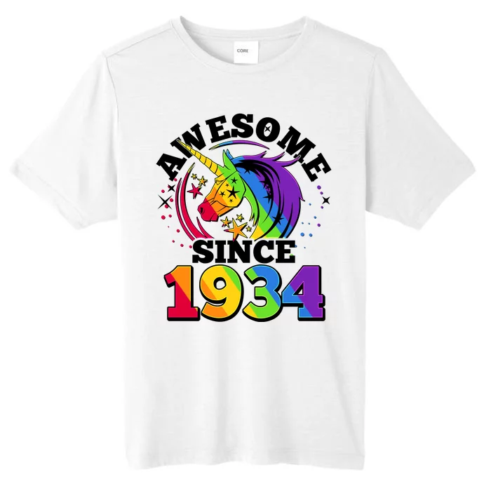 Rainbow Unicorn Awesome Since 1934 90th Birthday ChromaSoft Performance T-Shirt