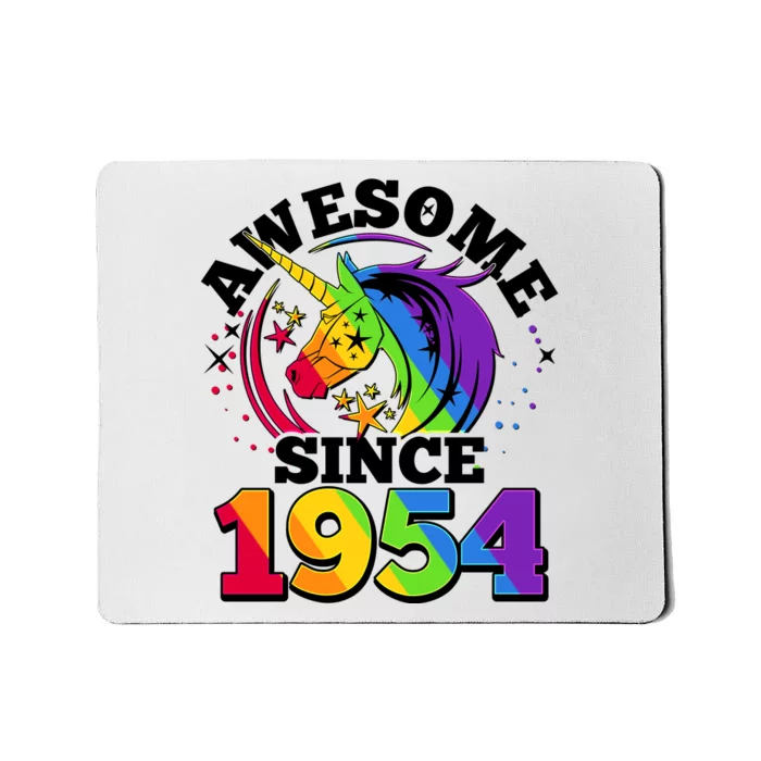 Rainbow Unicorn Awesome Since 1954 70th Birthday Mousepad