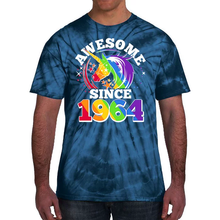 Rainbow Unicorn Awesome Since 1964 60th Birthday Tie-Dye T-Shirt