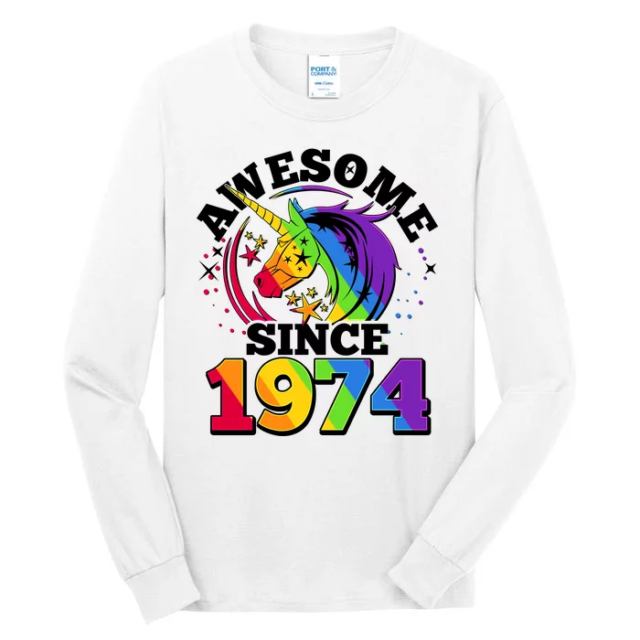 Rainbow Unicorn Awesome Since 1974 50th Birthday Tall Long Sleeve T-Shirt