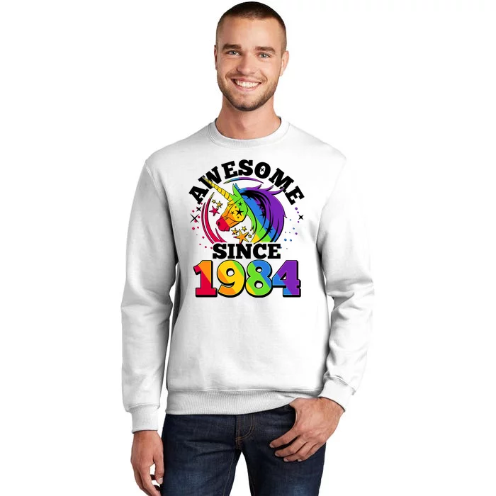 Rainbow Unicorn Awesome Since 1984 40th Birthday Sweatshirt