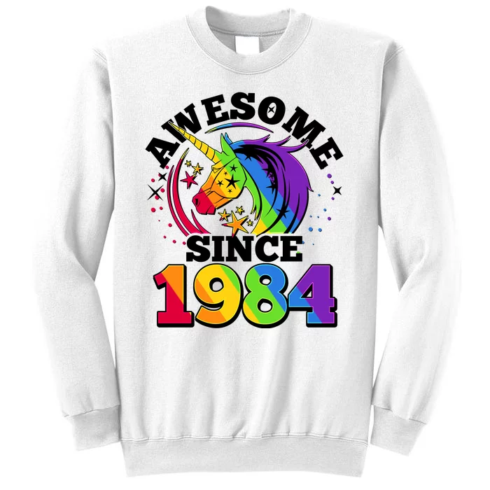 Rainbow Unicorn Awesome Since 1984 40th Birthday Sweatshirt