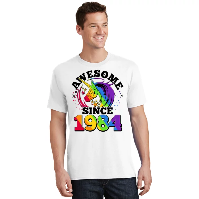 Rainbow Unicorn Awesome Since 1984 40th Birthday T-Shirt