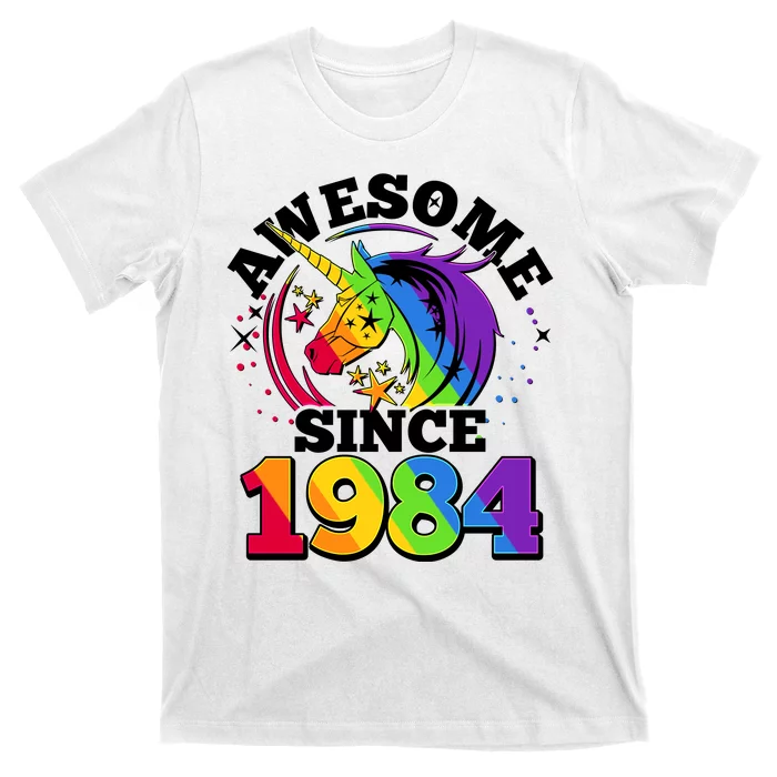 Rainbow Unicorn Awesome Since 1984 40th Birthday T-Shirt