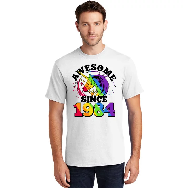 Rainbow Unicorn Awesome Since 1984 40th Birthday Tall T-Shirt