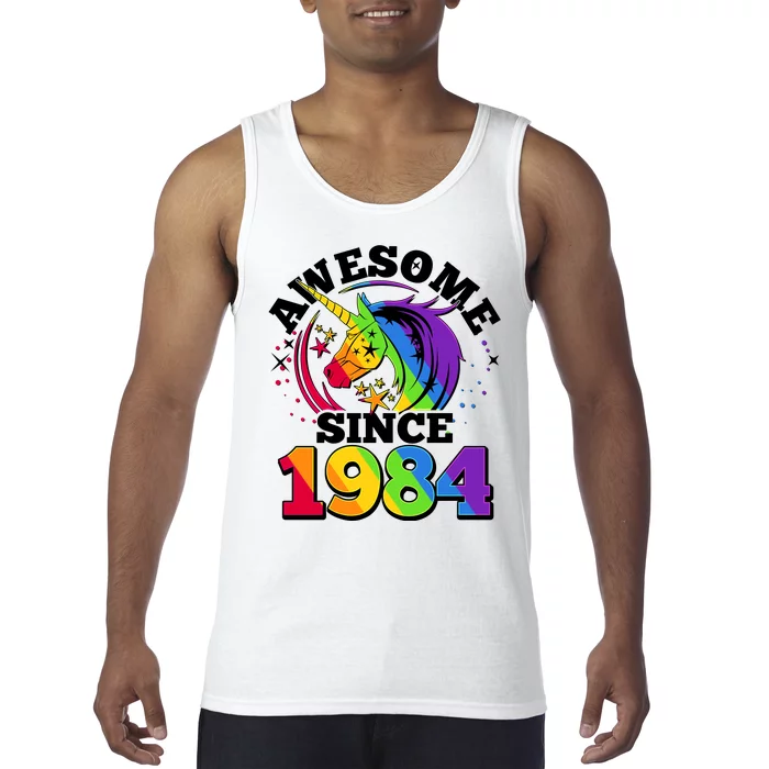 Rainbow Unicorn Awesome Since 1984 40th Birthday Tank Top