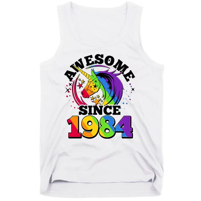 Rainbow Unicorn Awesome Since 1984 40th Birthday Tank Top