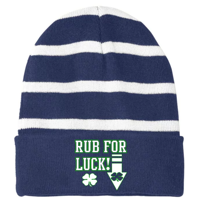 Rub Me For Luck Striped Beanie with Solid Band