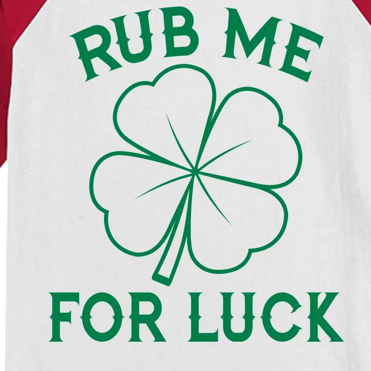 Rub Me For Luck Funny Shamrock St Pattys Day Kids Colorblock Raglan Jersey