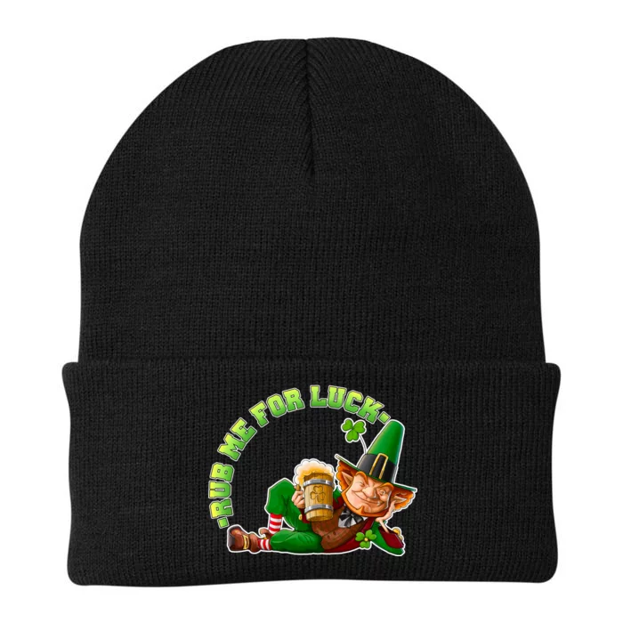 Rub Me for Luck Irish Leprechaun Knit Cap Winter Beanie