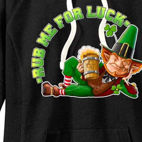 Rub Me for Luck Irish Leprechaun Women's Fleece Hoodie