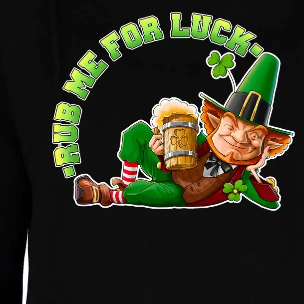 Rub Me for Luck Irish Leprechaun Womens Funnel Neck Pullover Hood