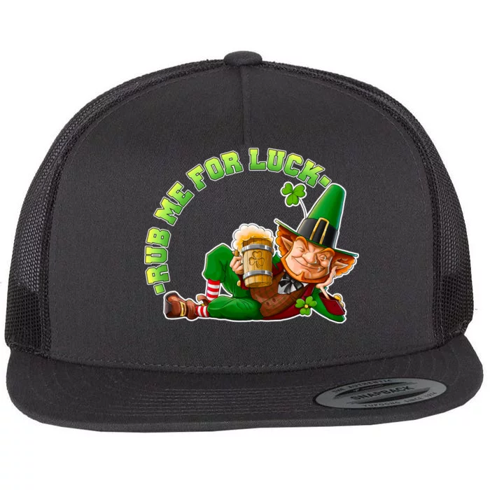 Rub Me for Luck Irish Leprechaun Flat Bill Trucker Hat